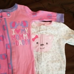 2 sleepers for baby girl sz NB, 0-3m